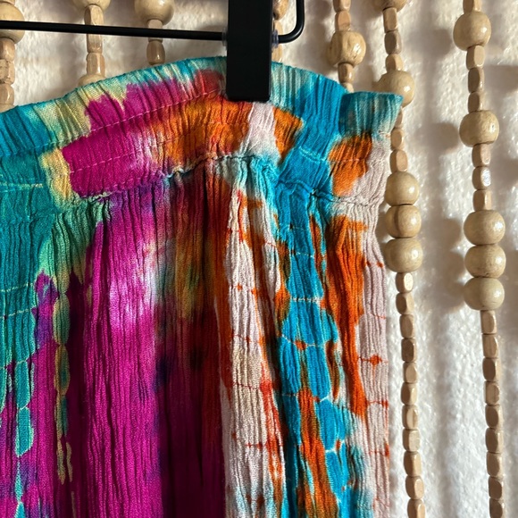 Made in India Rainbow Colorful Boho Indie Whimsy Fairy Waist Tie Maxi Skirt M-L - Picture 4 of 6